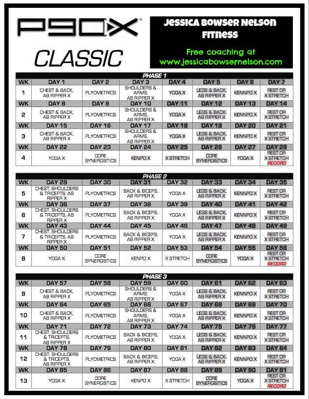 t25 workout schedule classic