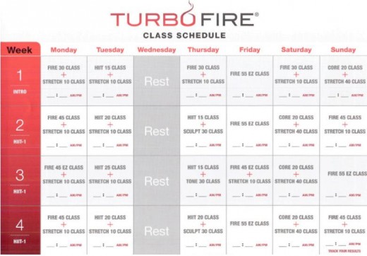 Turbo Fire Schedule 